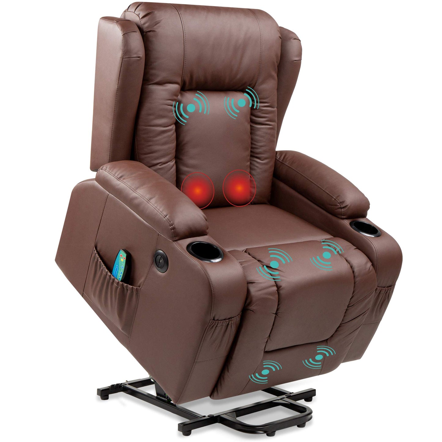 PU Leather Electric Power Lift Chair, Recliner Massage Chair,Brown