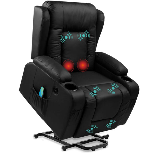 PU Leather Electric Power Lift Chair, Recliner Massage Chair,Black
