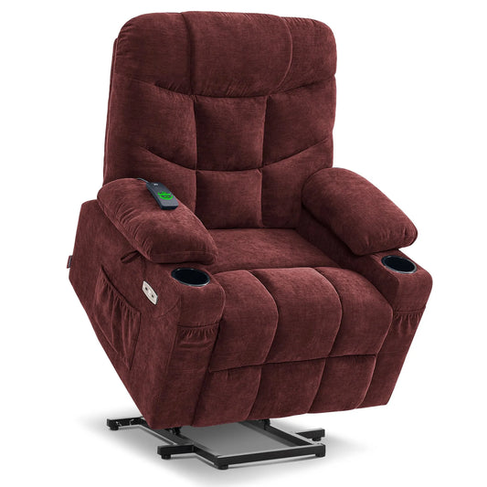 Regular Power Lift Recliner Chair with Extended Footrest for Elderly People, Burgundy