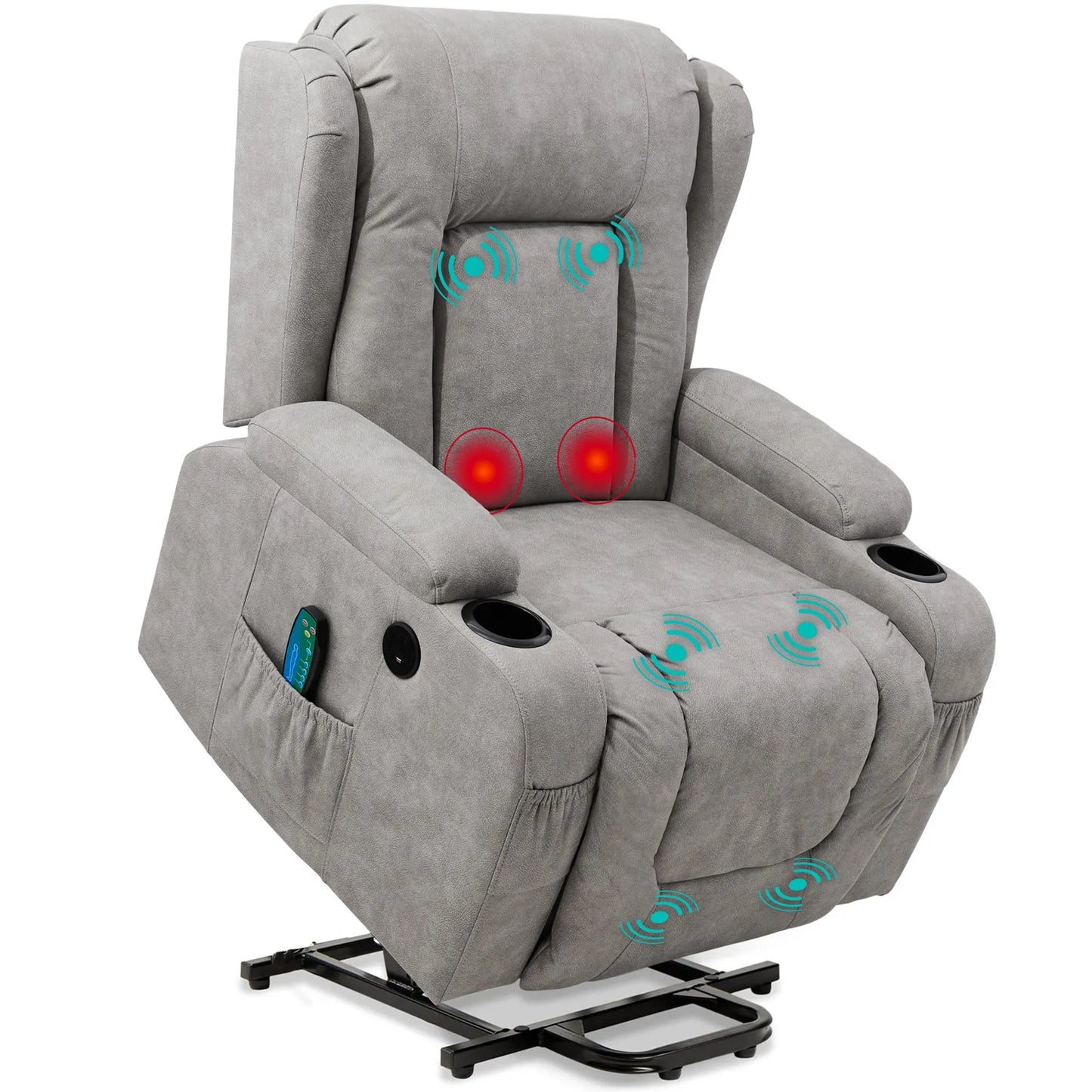 PU Leather Electric Power Lift Chair, Recliner Massage Chair,Gray