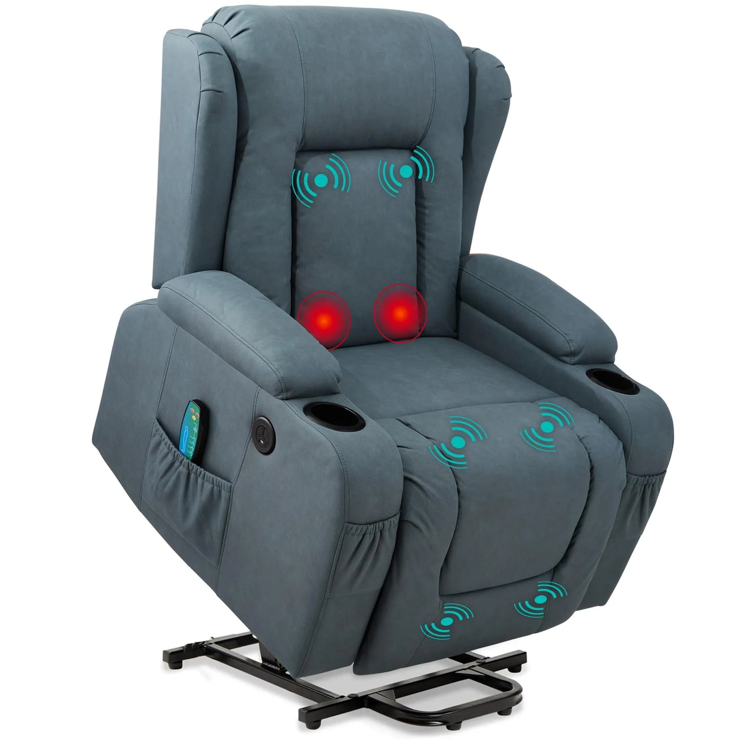 PU Leather Electric Power Lift Chair, Recliner Massage Chair,Blue
