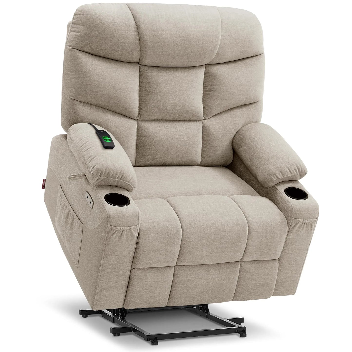 Regular Power Lift Recliner Chair with Extended Footrest for Elderly People, Oatmeal