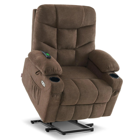 Regular Power Lift Recliner Chair with Extended Footrest for Elderly People, Brown