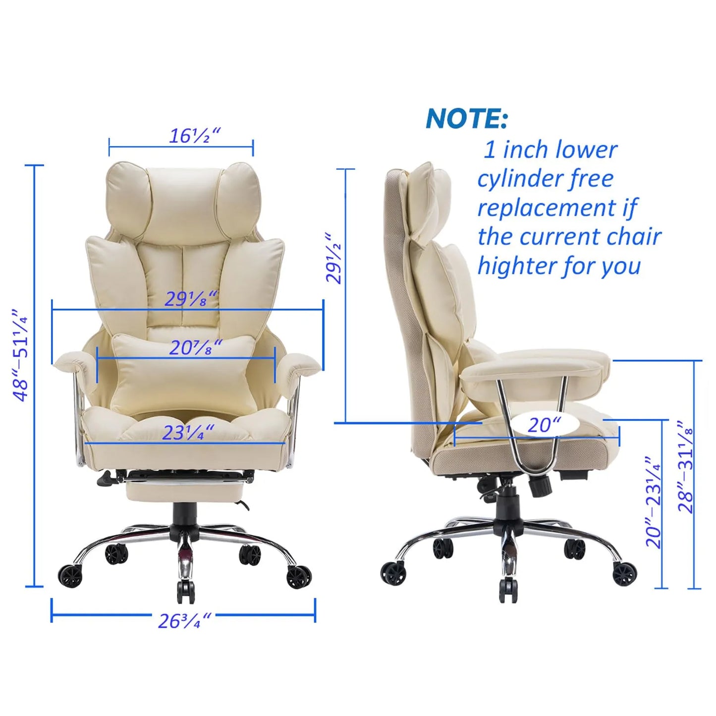 Big and Tall Office Chair 400lbs, Beigi