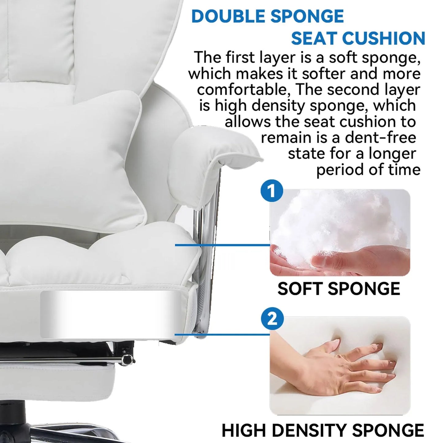 Big and Tall Office Chair 400lbs, White