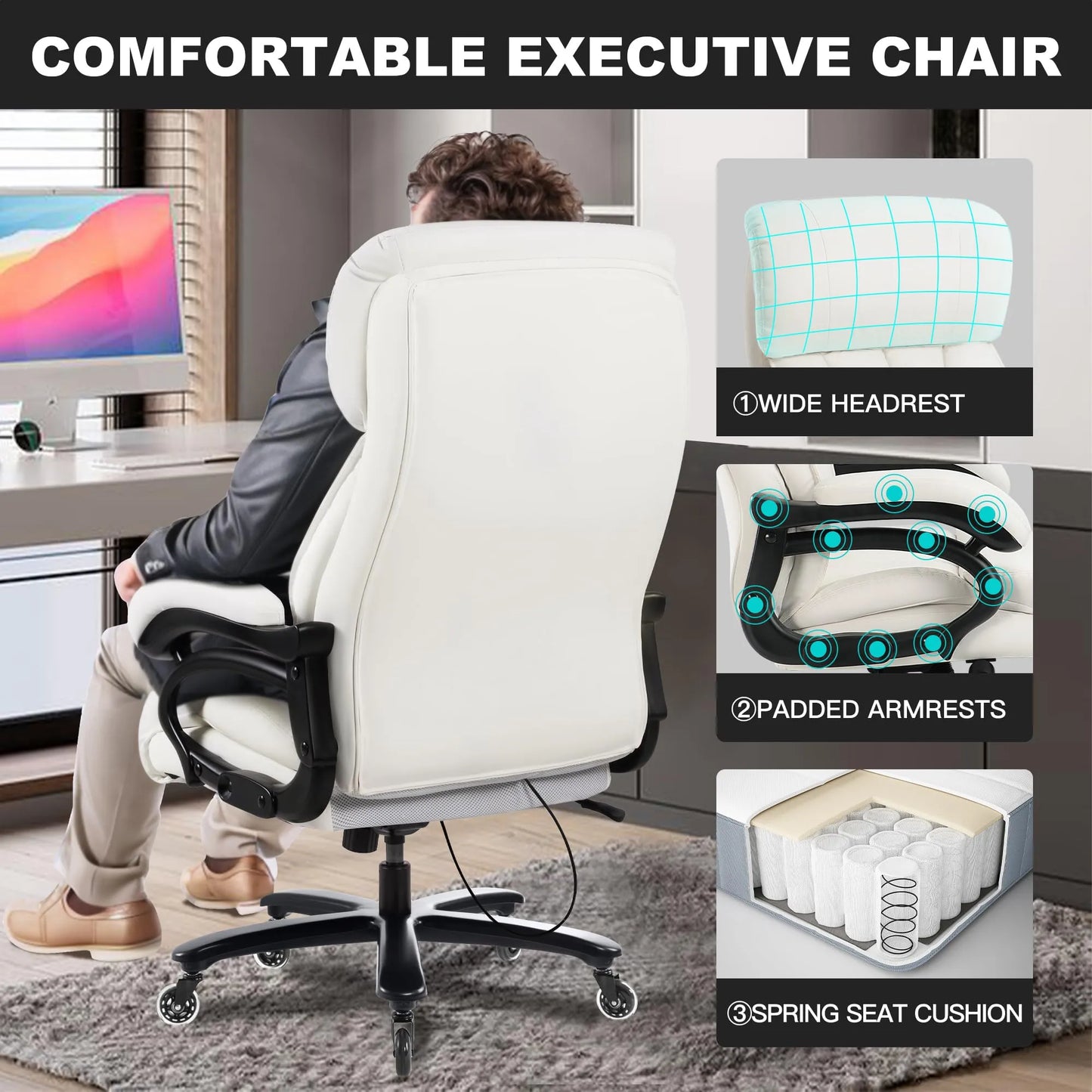 Big and Tall Office Chair 500lbs, Beigi