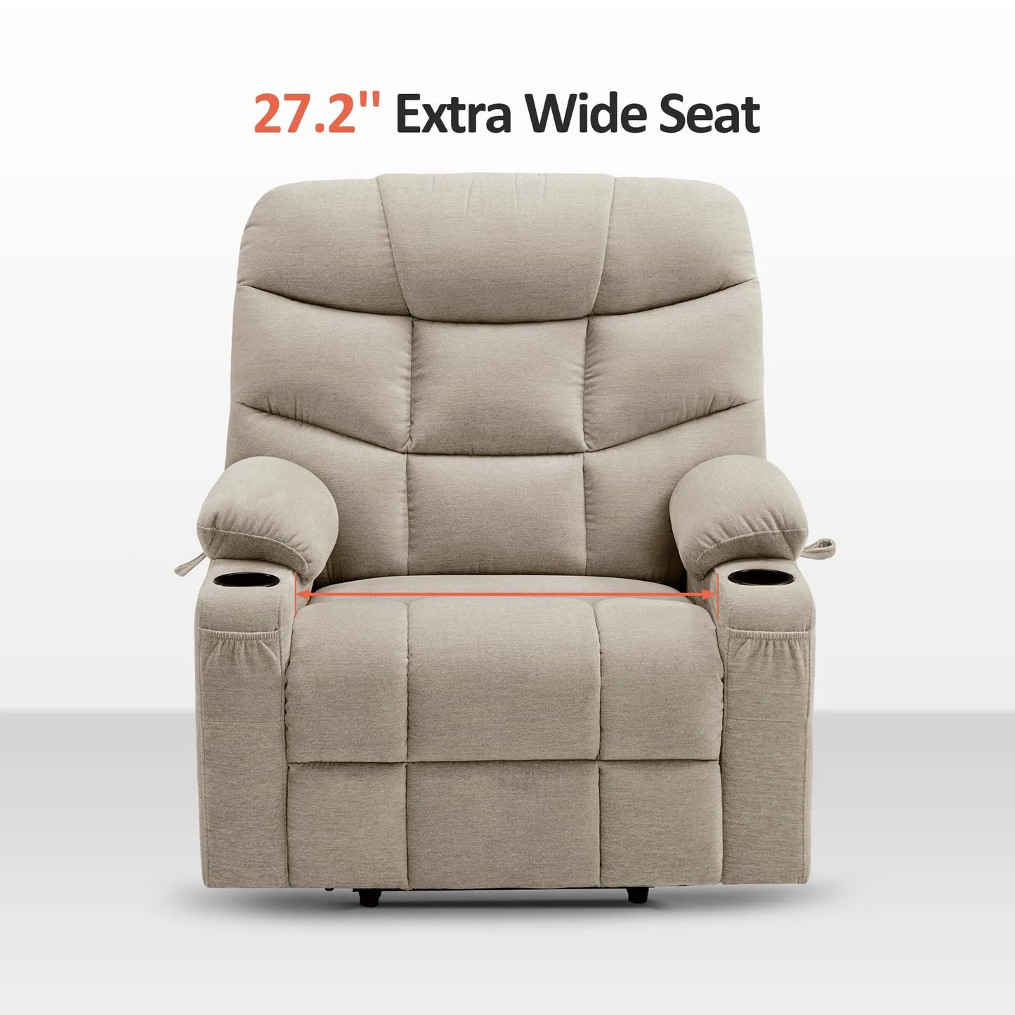 Regular Power Lift Recliner Chair with Extended Footrest for Elderly People, Oatmeal