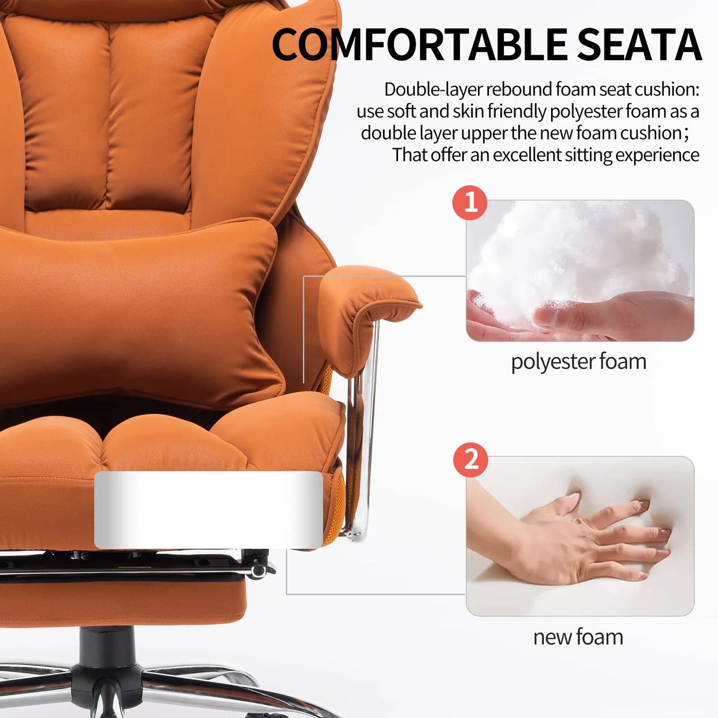 Big and Tall Office Chair 400lbs, Orange