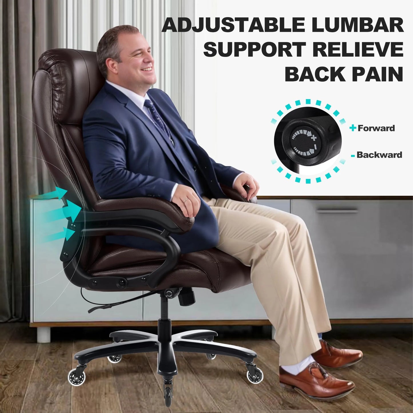 Big and Tall Office Chair 500lbs, Brown