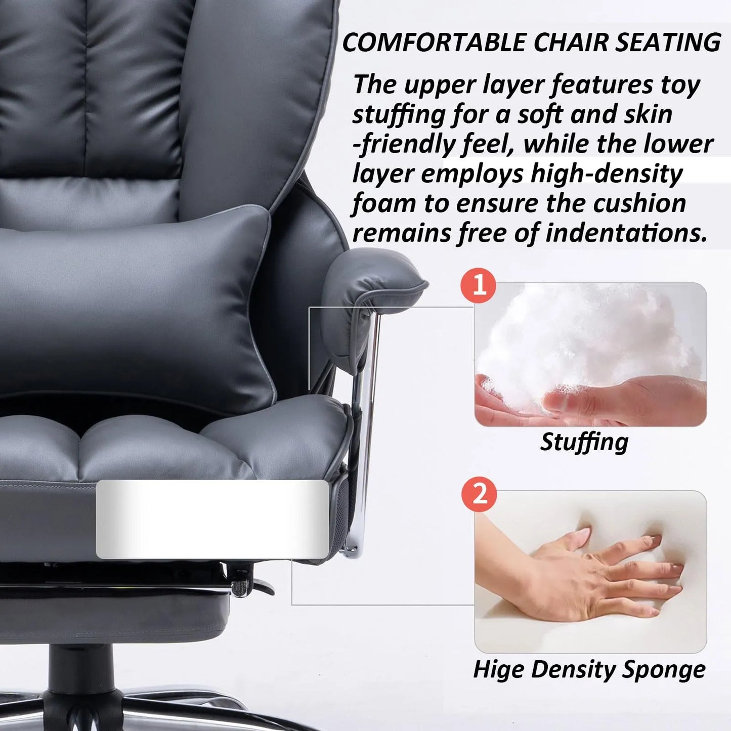 Big and Tall Office Chair 400lbs, Dark Grey