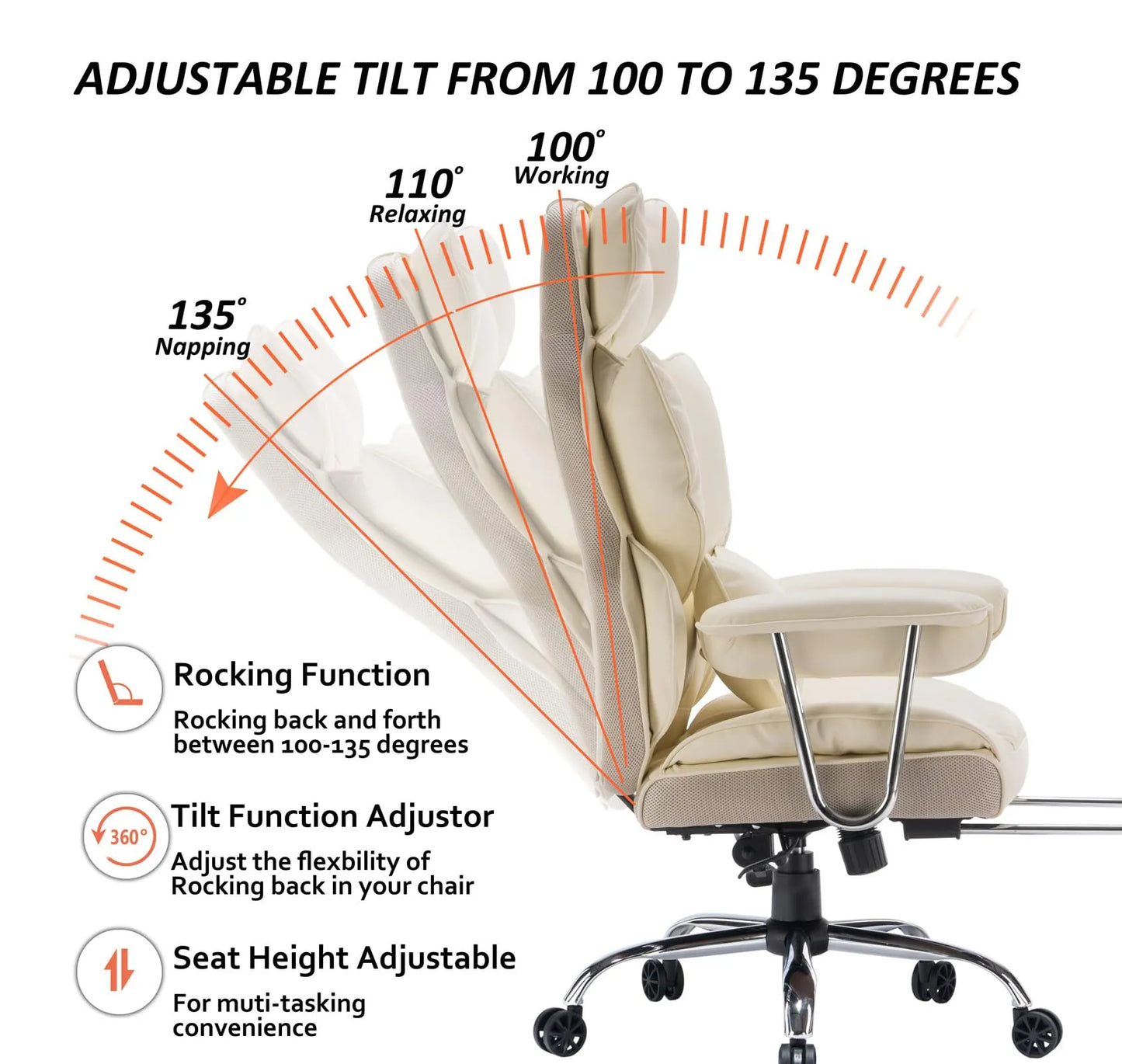 Big and Tall Office Chair 400lbs, Beigi