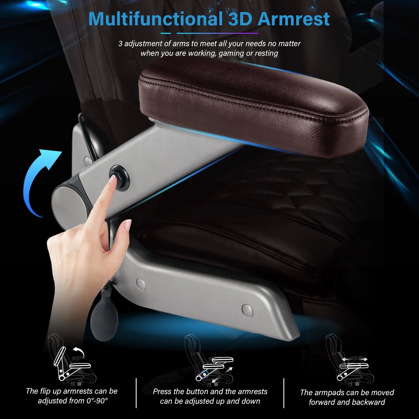 Big and Tall 500lbs Office Chair - Adjustable Lumbar Support, Brown