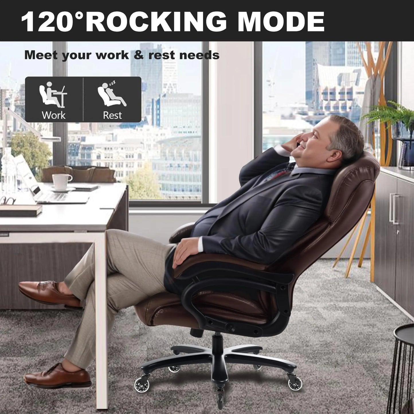 Big and Tall Office Chair 500lbs, Brown