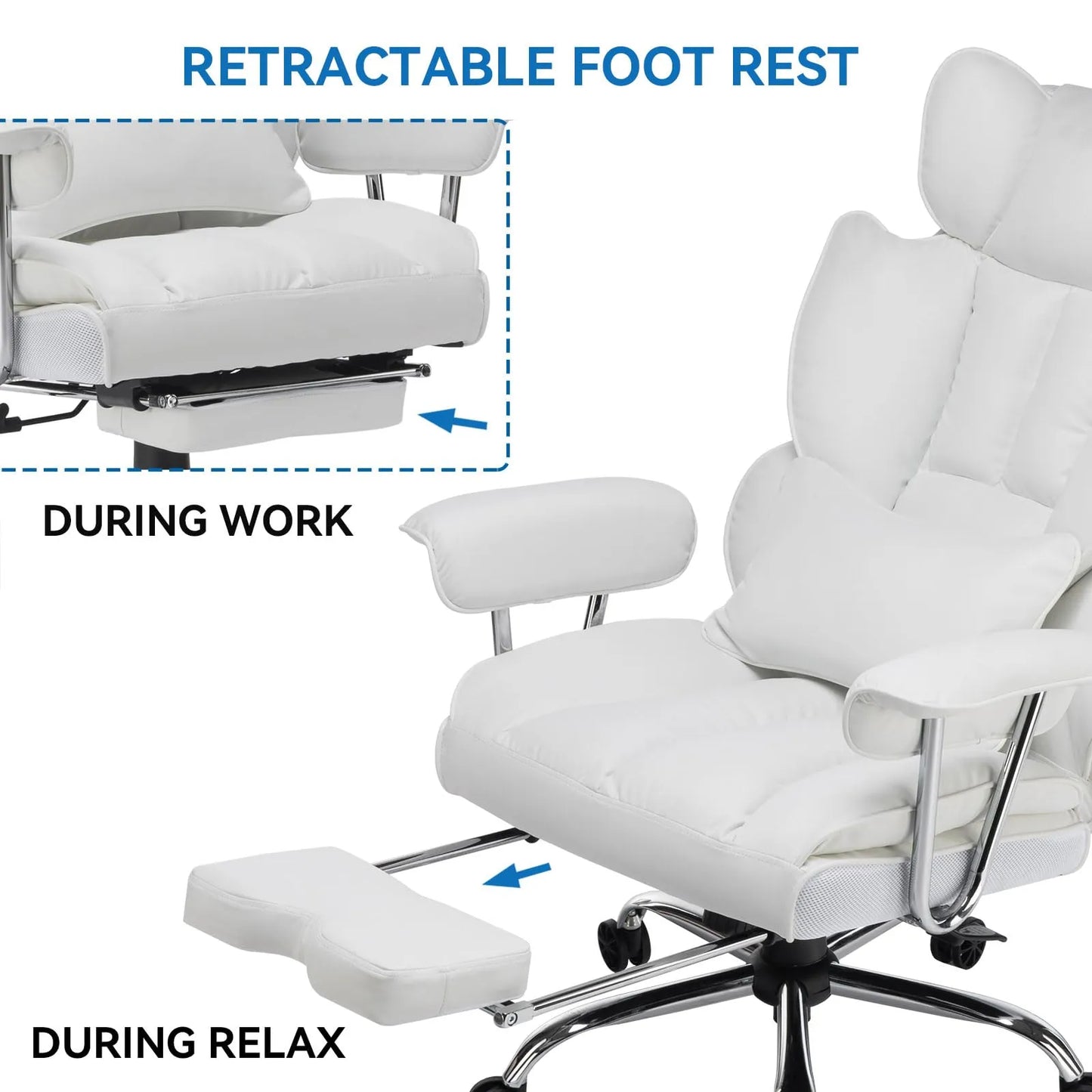 Big and Tall Office Chair 400lbs, White