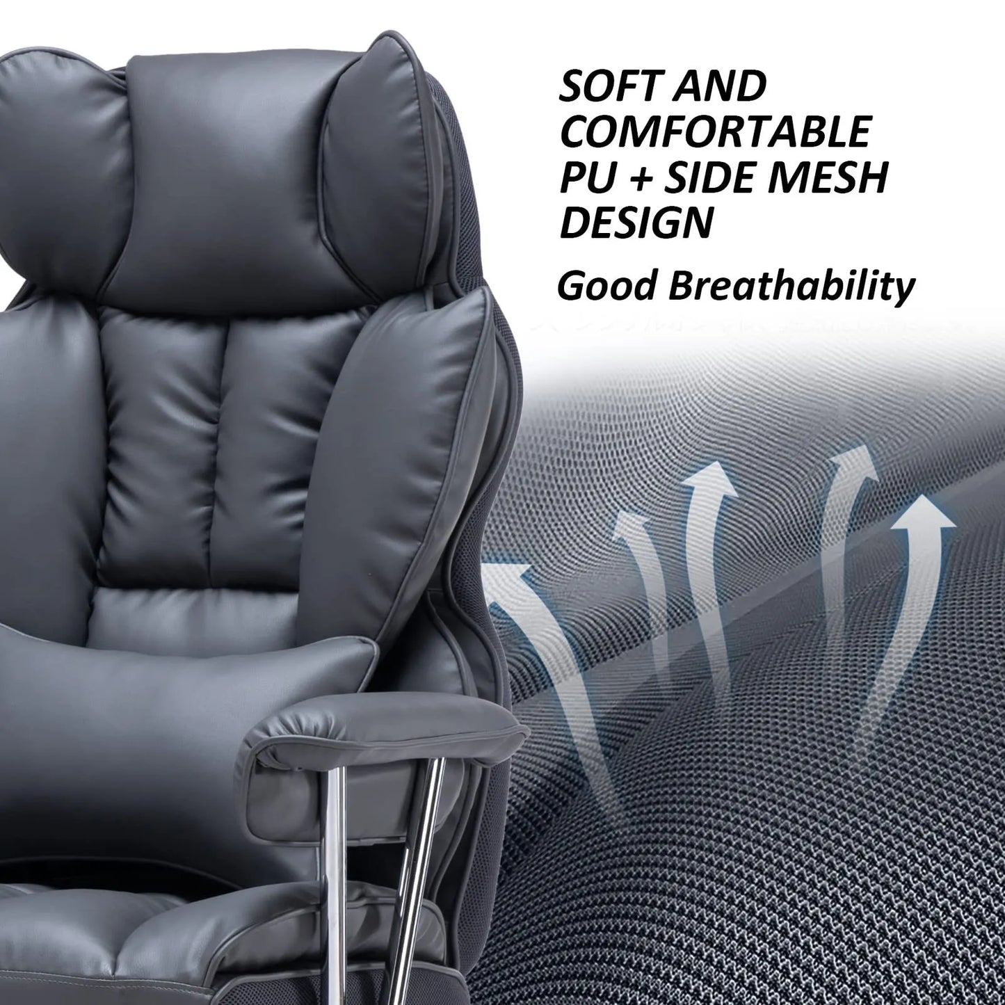 Big and Tall Office Chair 400lbs, Dark Grey