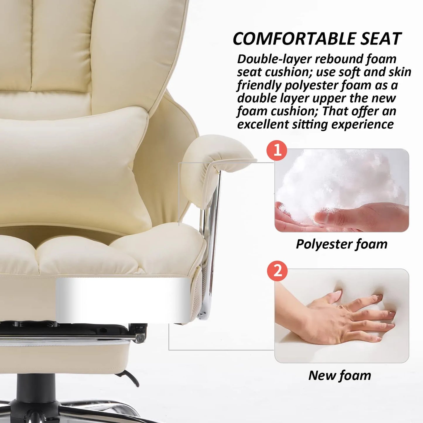 Big and Tall Office Chair 400lbs, Beigi