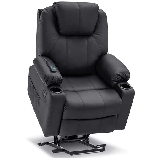 Electric Power Lift Recliner Chair Sofa with Massage and Heat for Elderly，Black