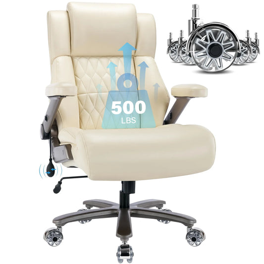 Big and Tall 500lbs Office Chair - Adjustable Lumbar Support, Beigi