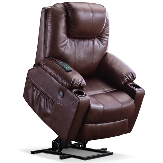 Electric Power Lift Recliner Chair Sofa with Massage and Heat for Elderly，Dark Brown