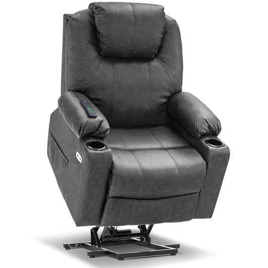 Electric Power Lift Recliner Chair Sofa with Massage and Heat for Elderly，Gray