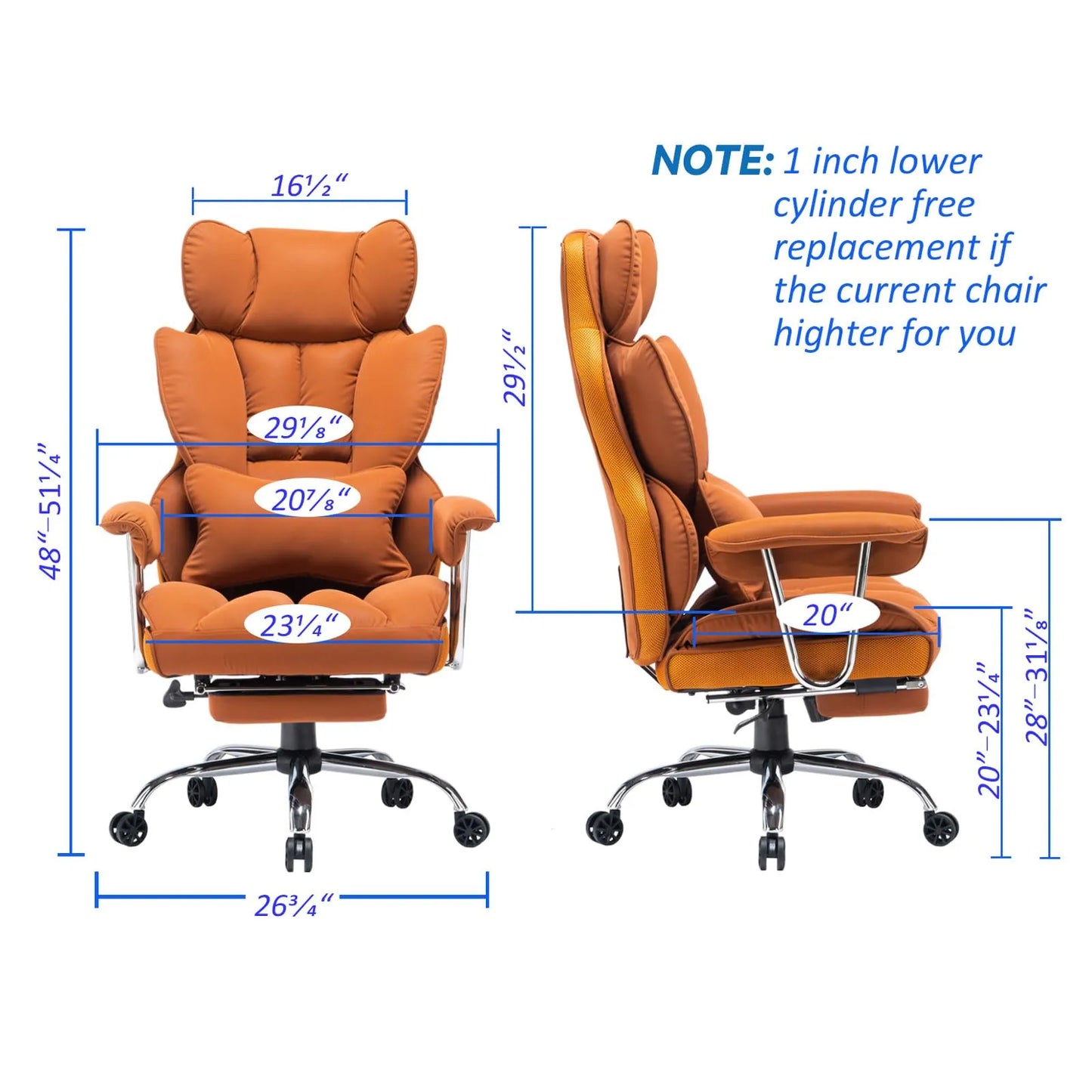 Big and Tall Office Chair 400lbs, Orange