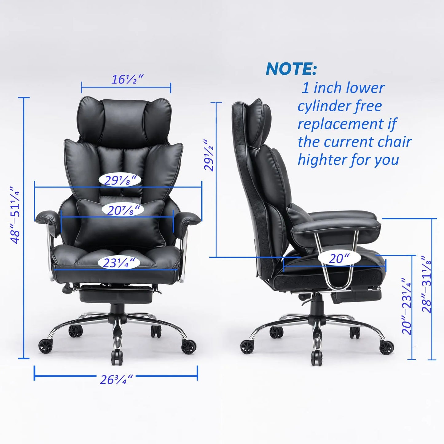 Big and Tall Office Chair 400lbs, Black