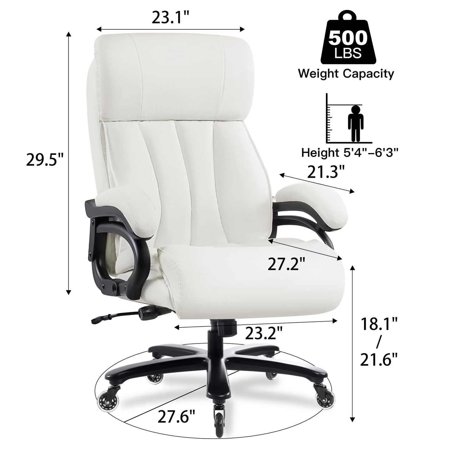 Big and Tall Office Chair 500lbs, Beigi