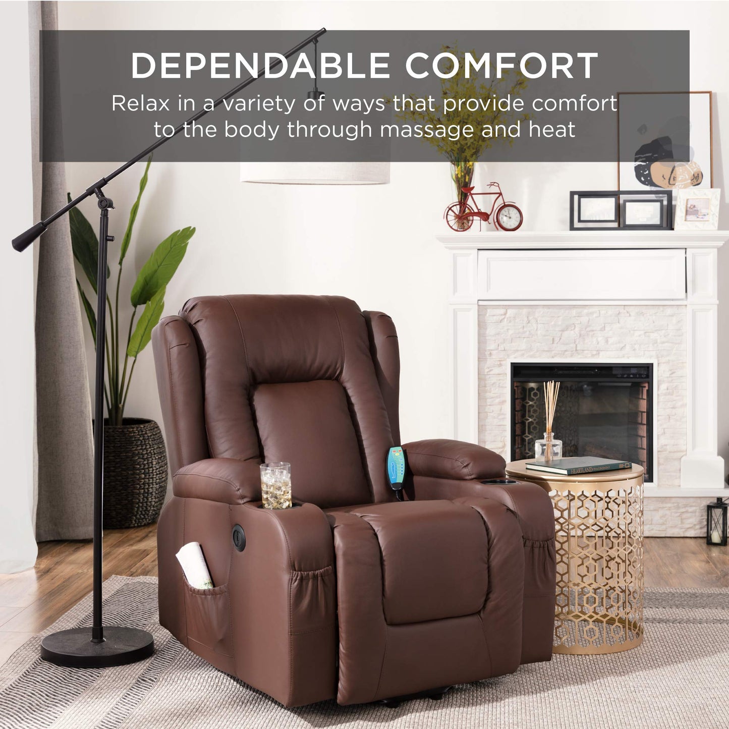 PU Leather Electric Power Lift Chair, Recliner Massage Chair,Brown