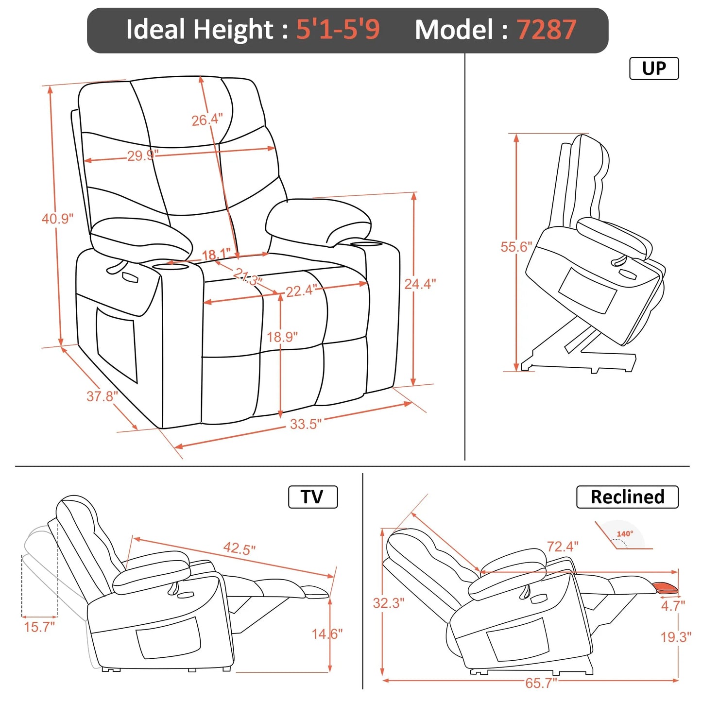 Regular Power Lift Recliner Chair with Extended Footrest for Elderly People, Brown