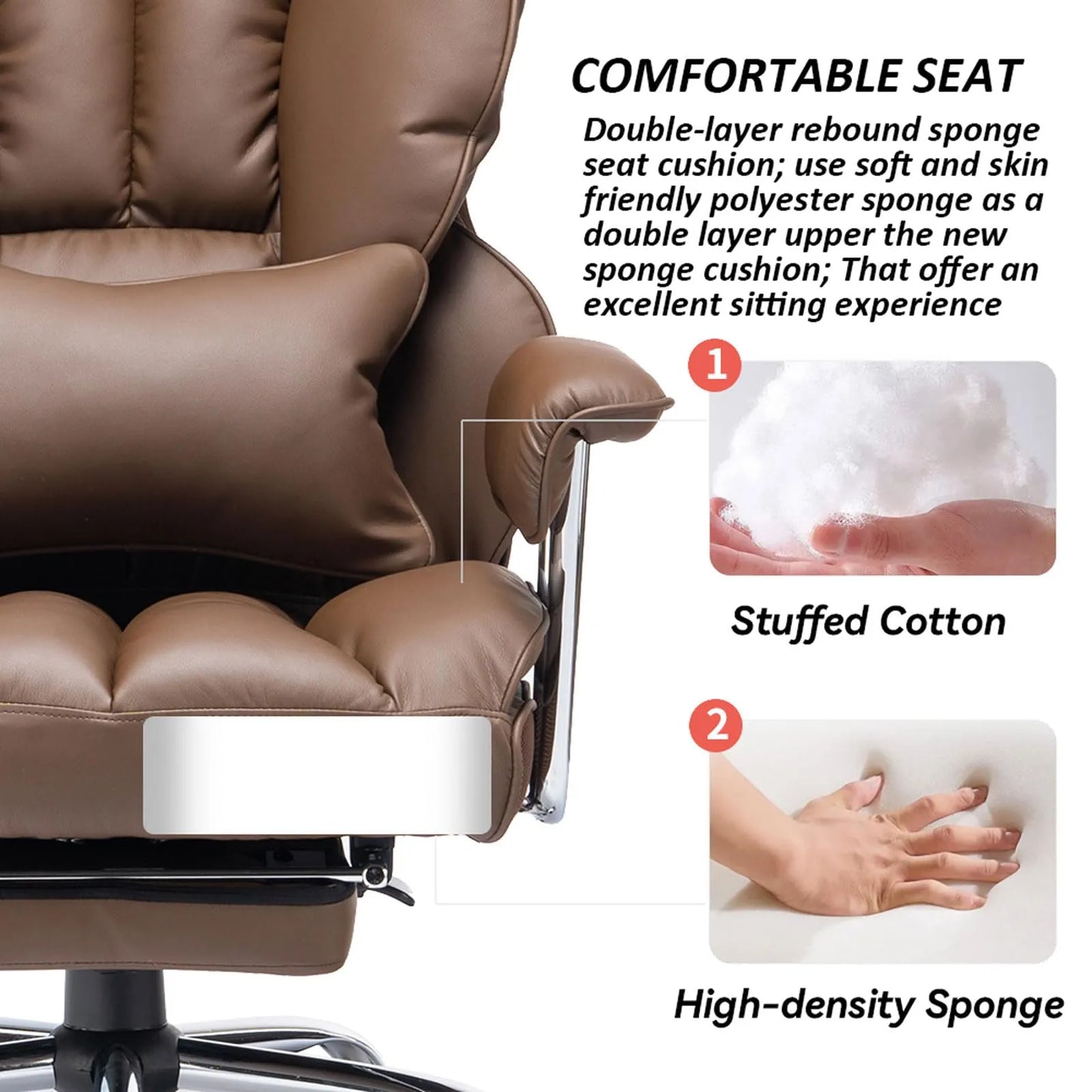 Big and Tall Office Chair 400lbs, Brown