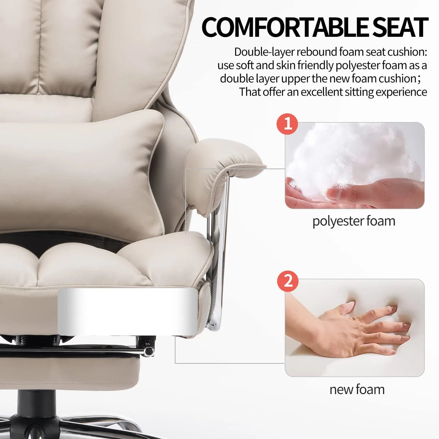 Big and Tall Office Chair 400lbs, Grey