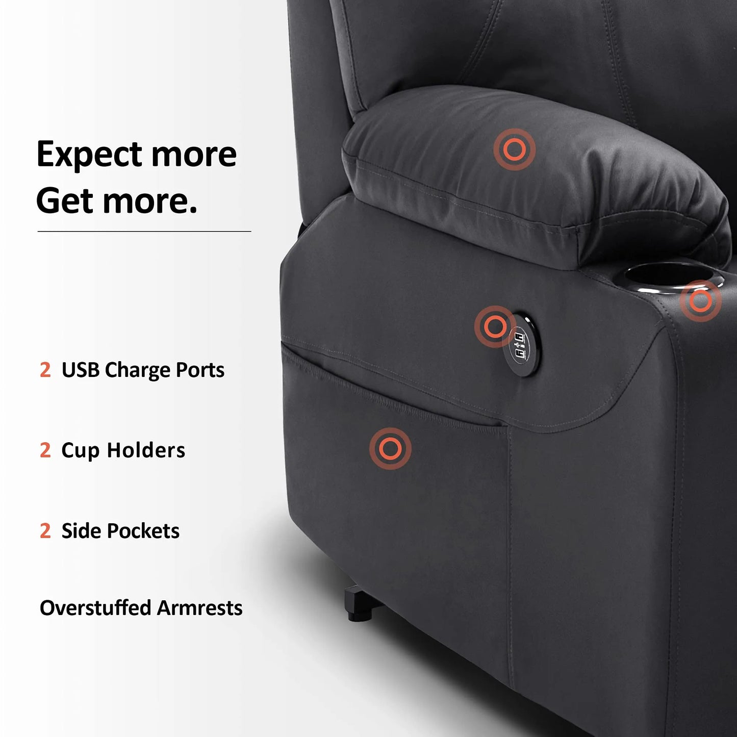 Electric Power Lift Recliner Chair Sofa with Massage and Heat for Elderly，Black