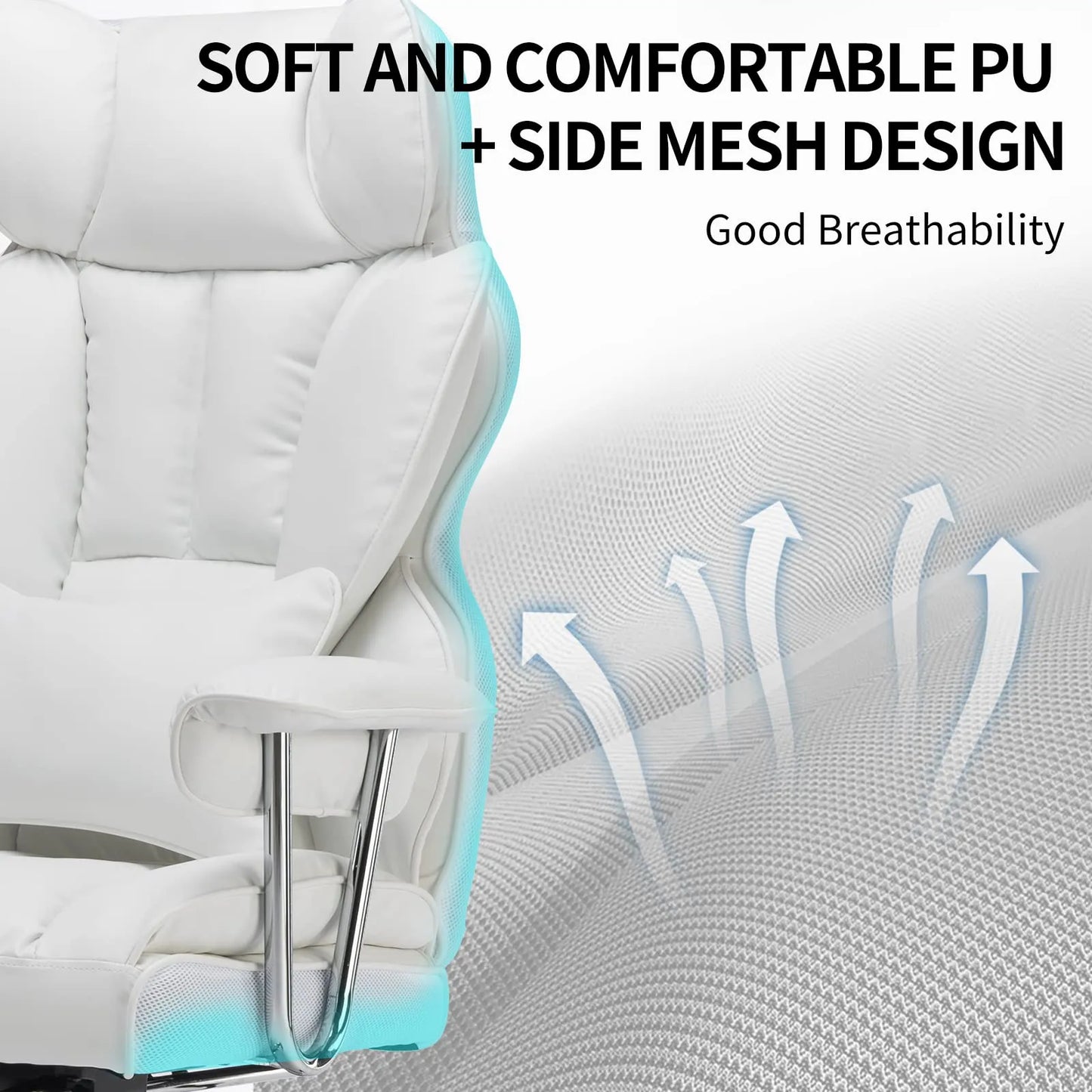 Big and Tall Office Chair 400lbs, White