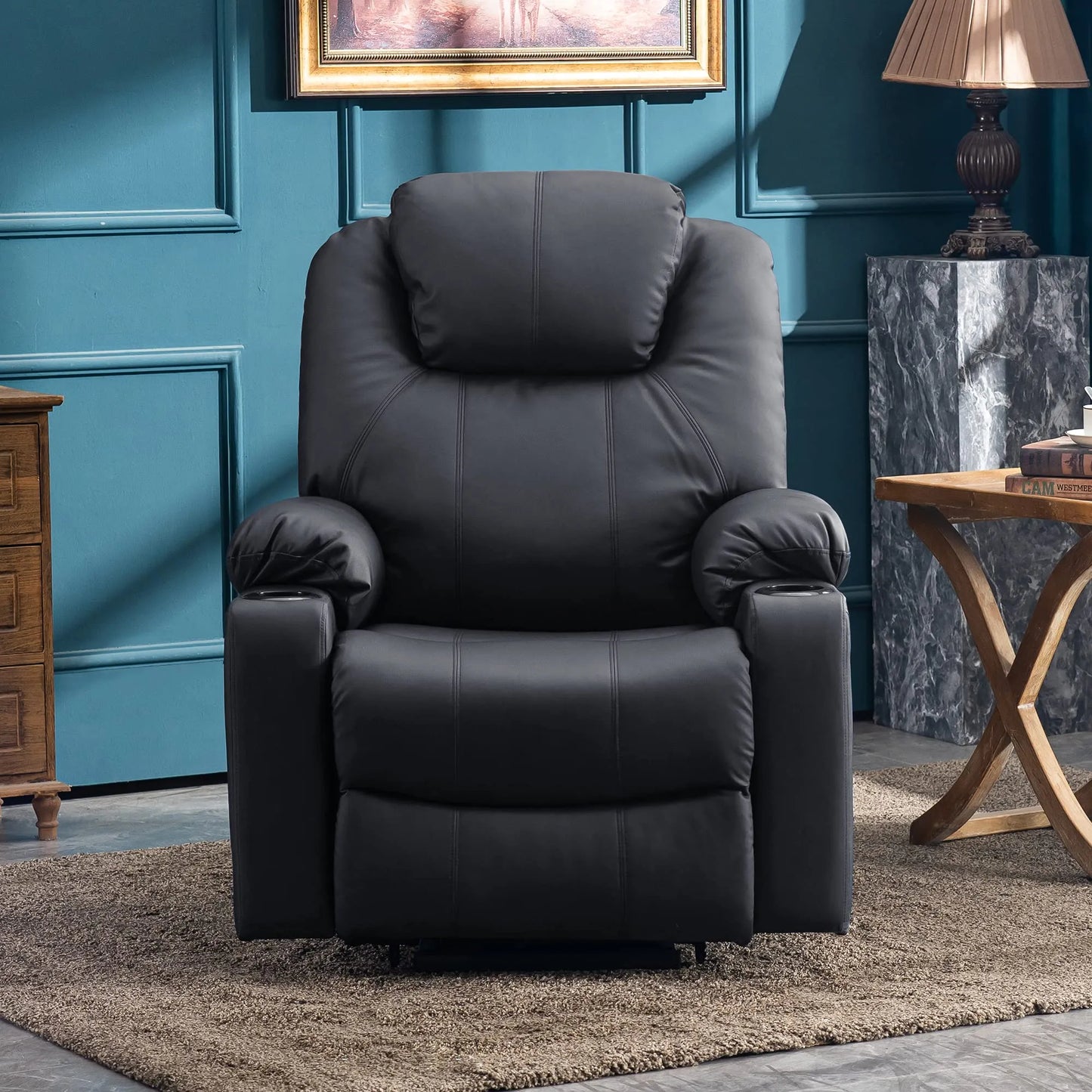 Electric Power Lift Recliner Chair Sofa with Massage and Heat for Elderly，Black
