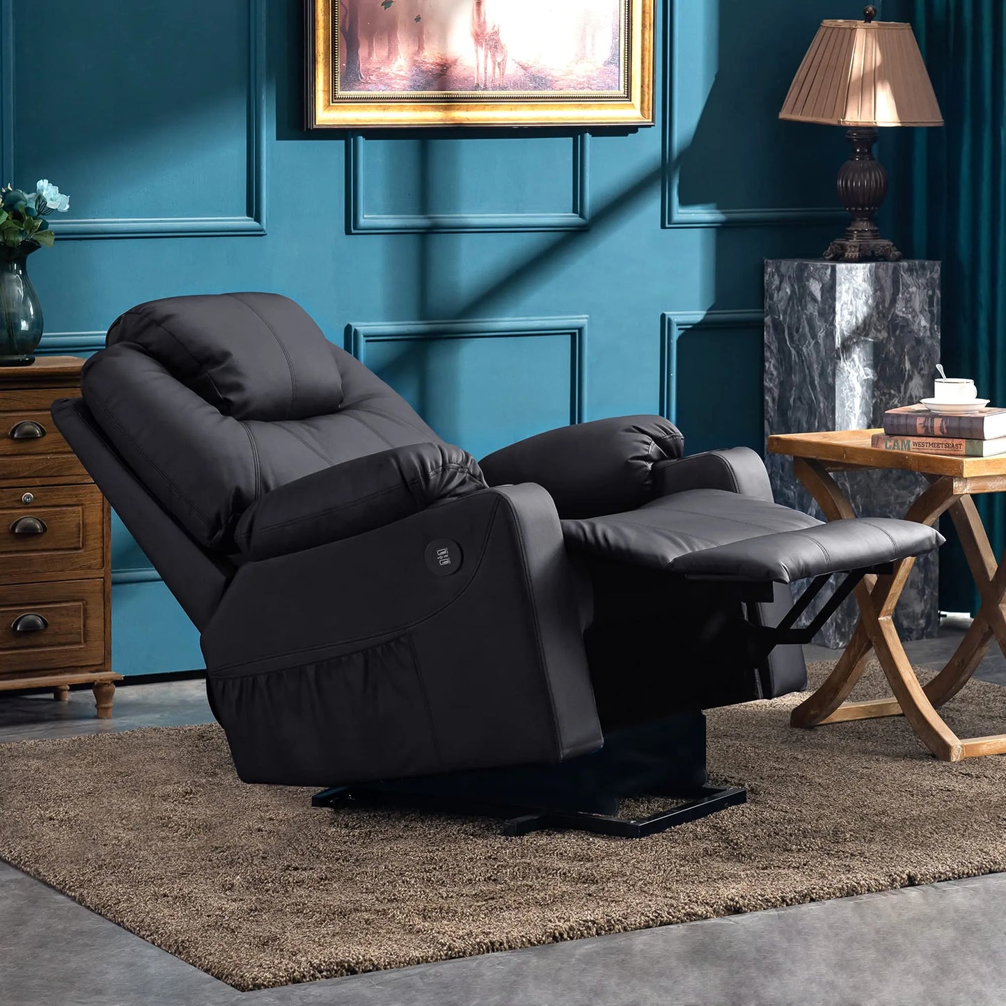 Electric Power Lift Recliner Chair Sofa with Massage and Heat for Elderly，Black