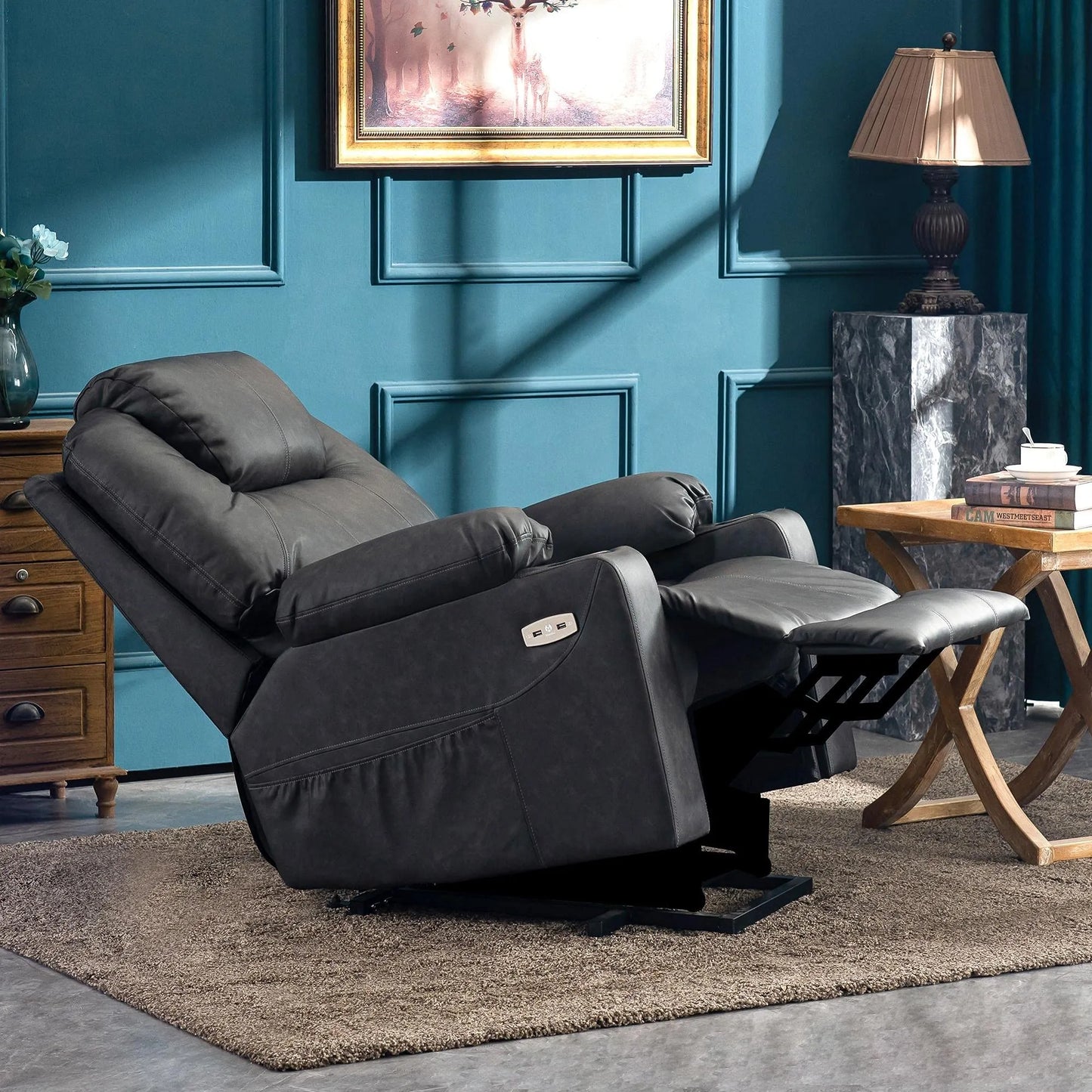 Electric Power Lift Recliner Chair Sofa with Massage and Heat for Elderly，Gray